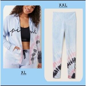 VS PINK OUTFIT HYDRANGEA BLUE TIE DYE SET HOODIE LEGGINGS